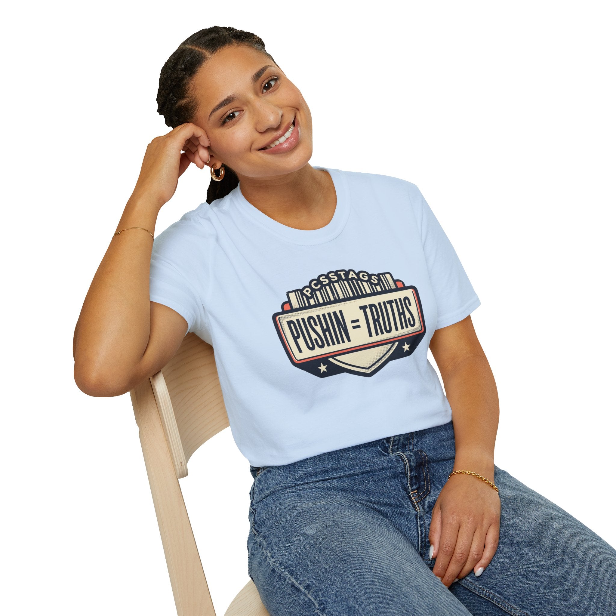 Pushin Truths Graphic T-Shirt — Vintage Badge Design