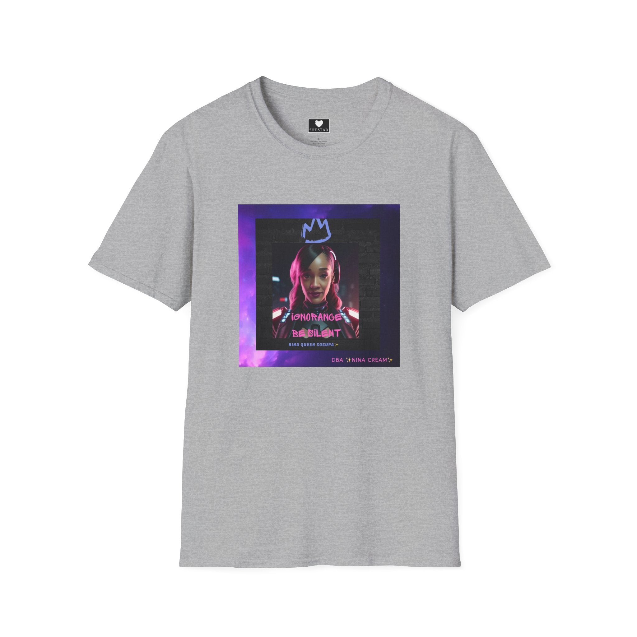 Queen Crown Photo Tee — Neon Portrait Graphic T-Shirt
