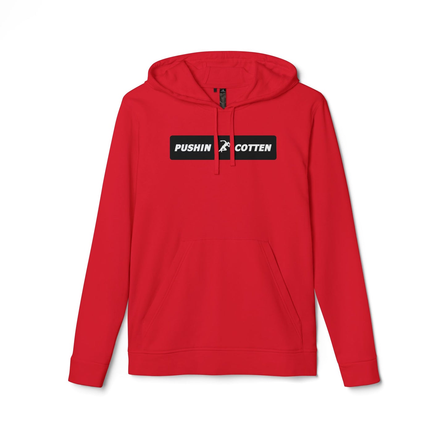 Fleece Hoodie - Pushin Cotten Tags Sports Runnin Man Logo, adidas Arm Logo