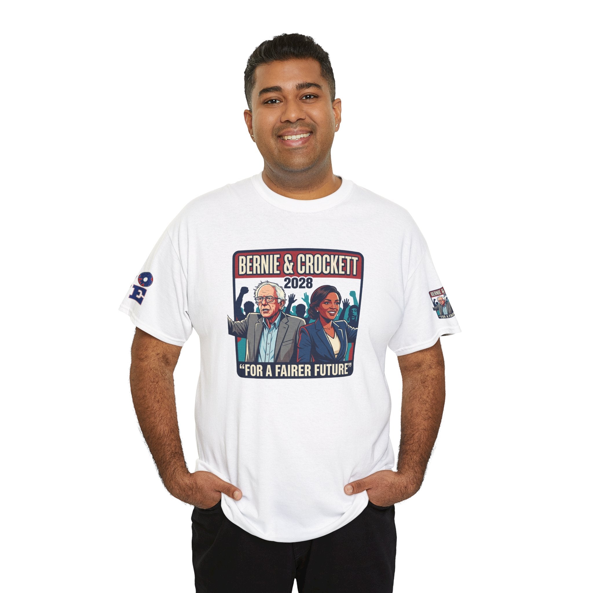 Bernie & Crockett 2028 Tee — "For a Fairer Future" Political Campaign T-Shirt