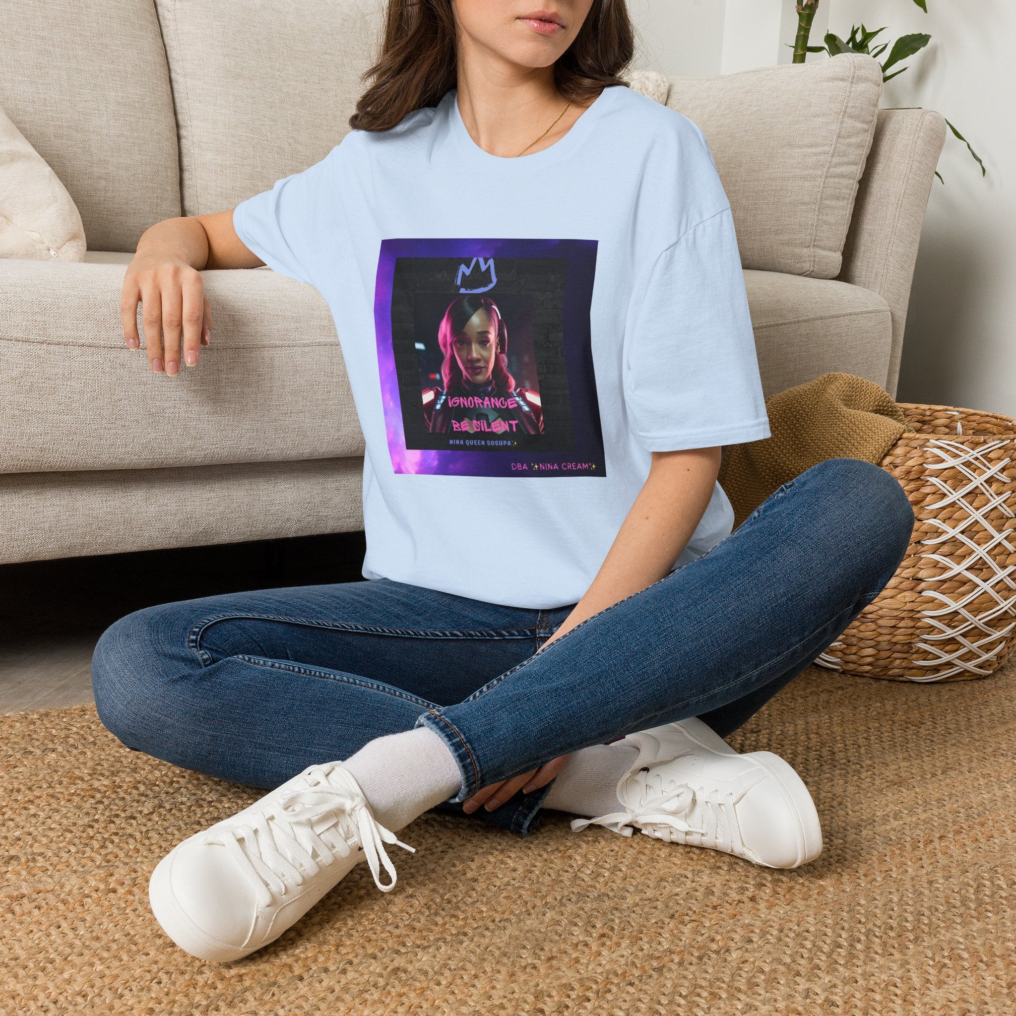 Queen Crown Photo Tee — Neon Portrait Graphic T-Shirt