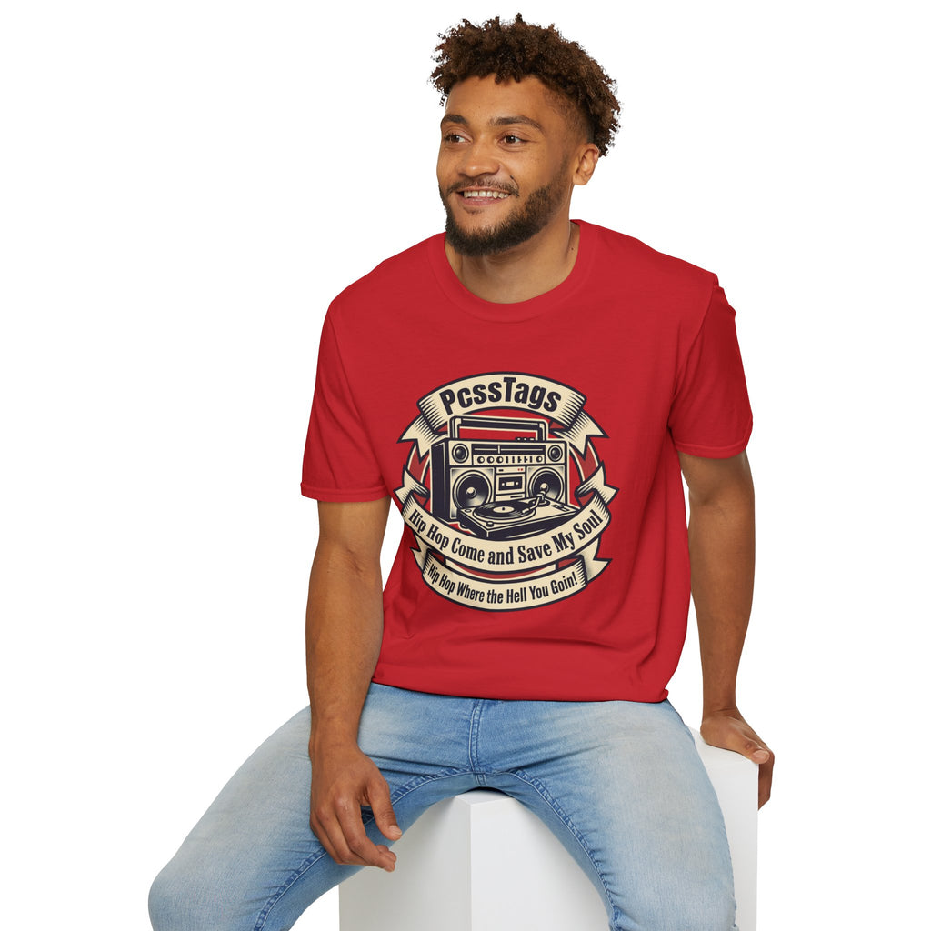 Retro Boombox T-Shirt — "PcssTags" Vintage Hip-Hop Graphic Tee