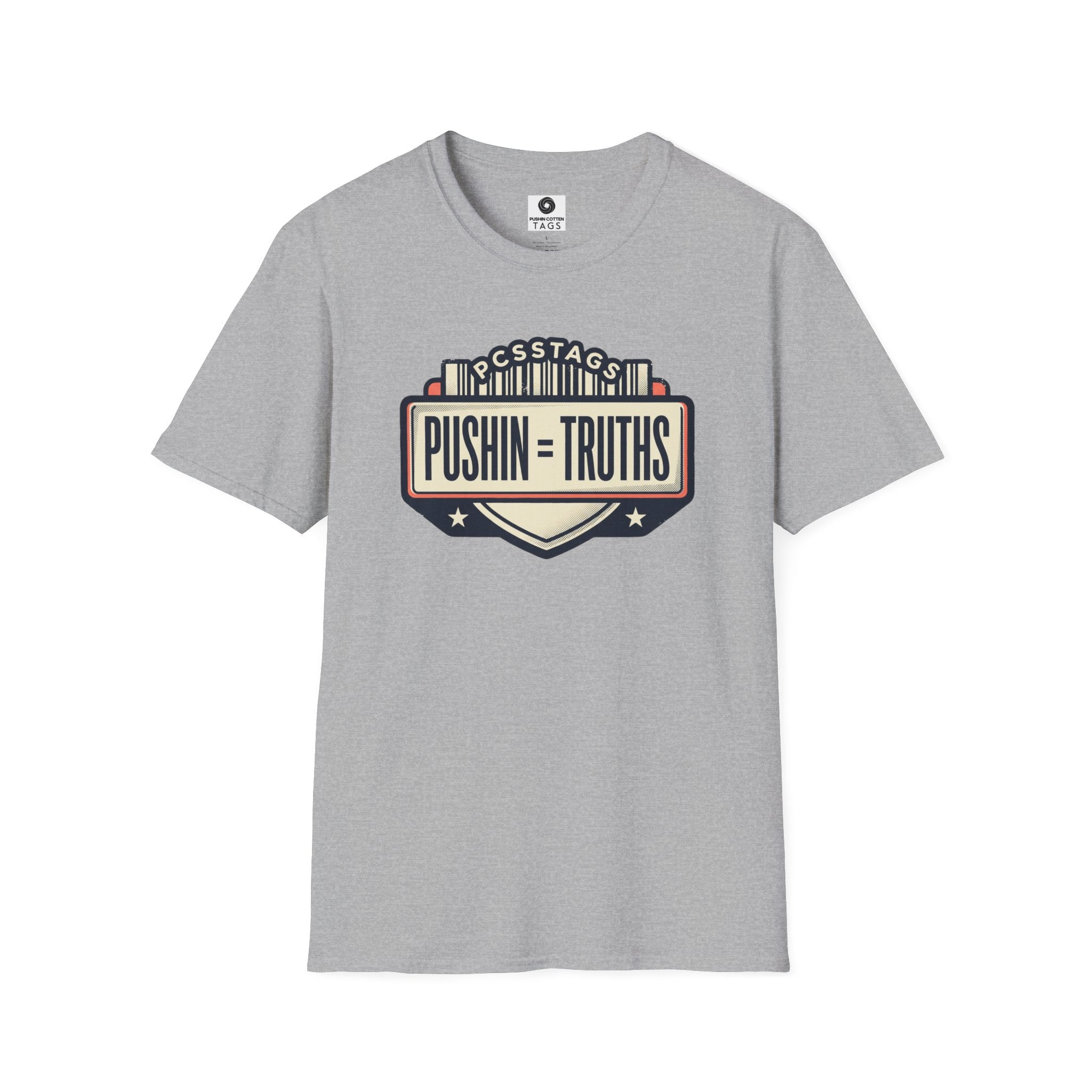 Pushin Truths Graphic T-Shirt — Vintage Badge Design