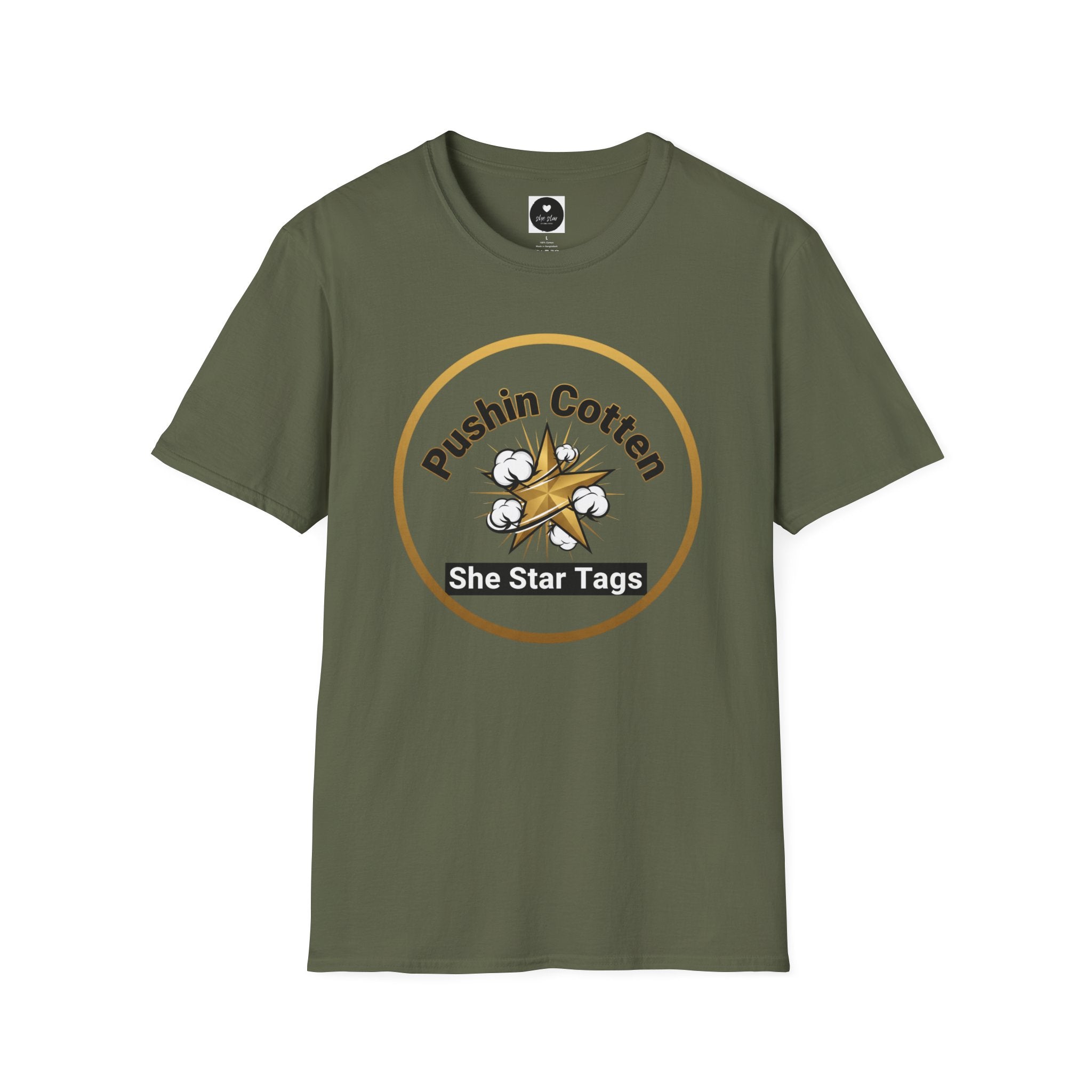T-Shirt — "Pushin Cotten" She Star Logo Tee