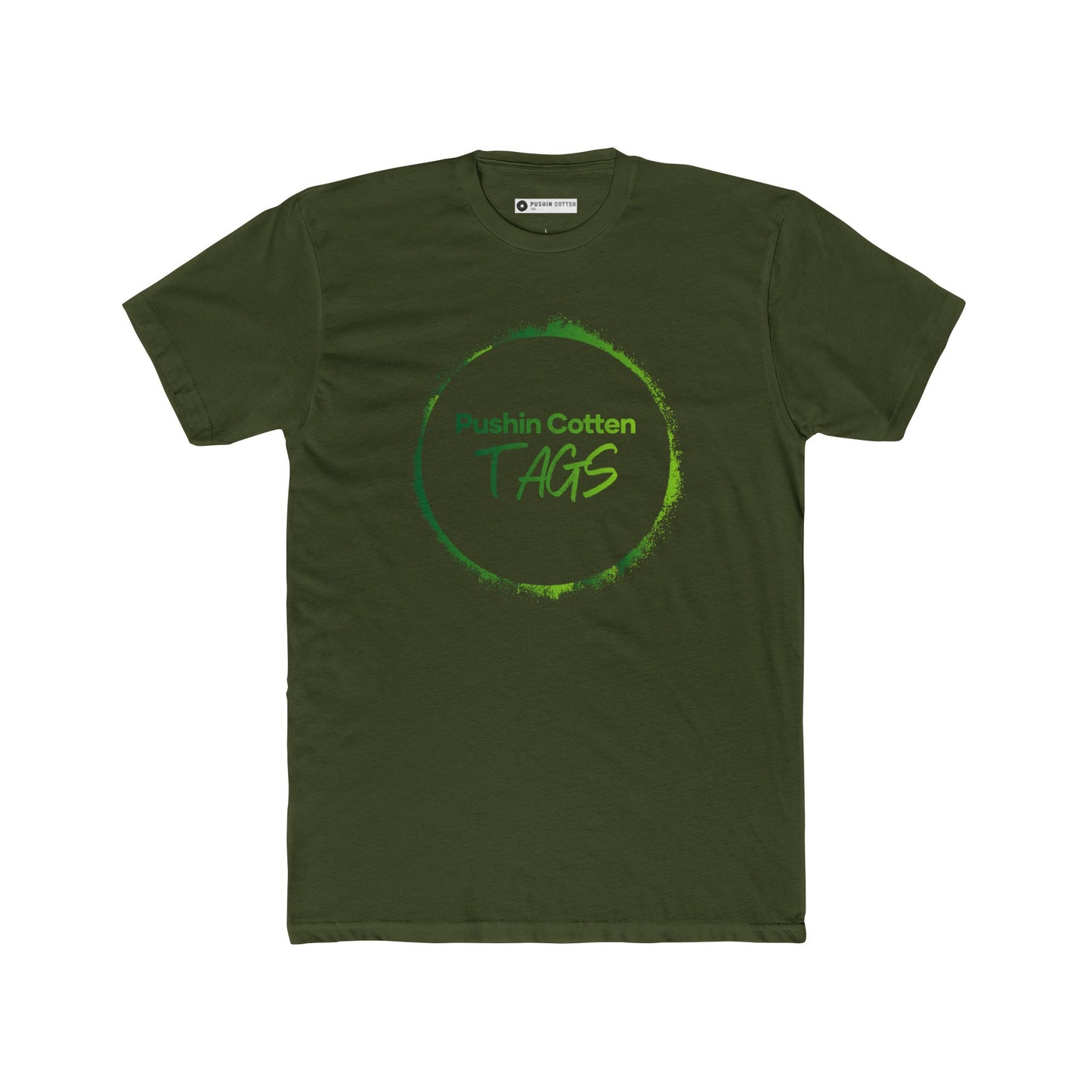 Men's Cotton Tee - Pushin Cotten Tags Circle of Fire Logo