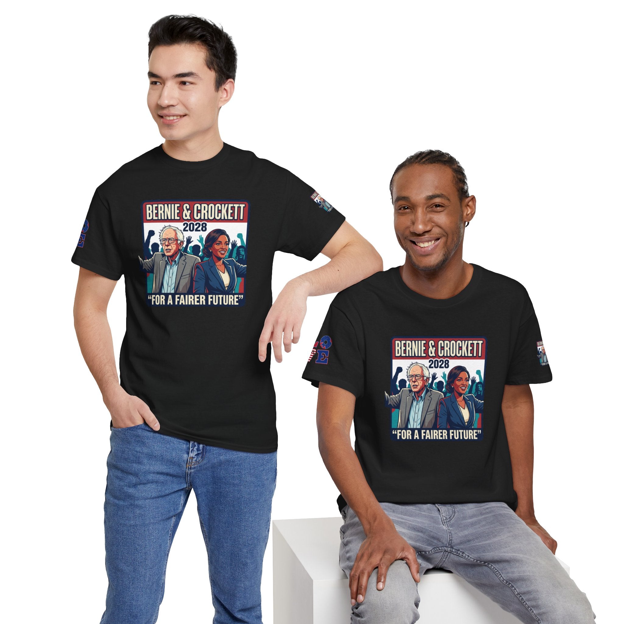 Bernie & Crockett 2028 Tee — "For a Fairer Future" Political Campaign T-Shirt