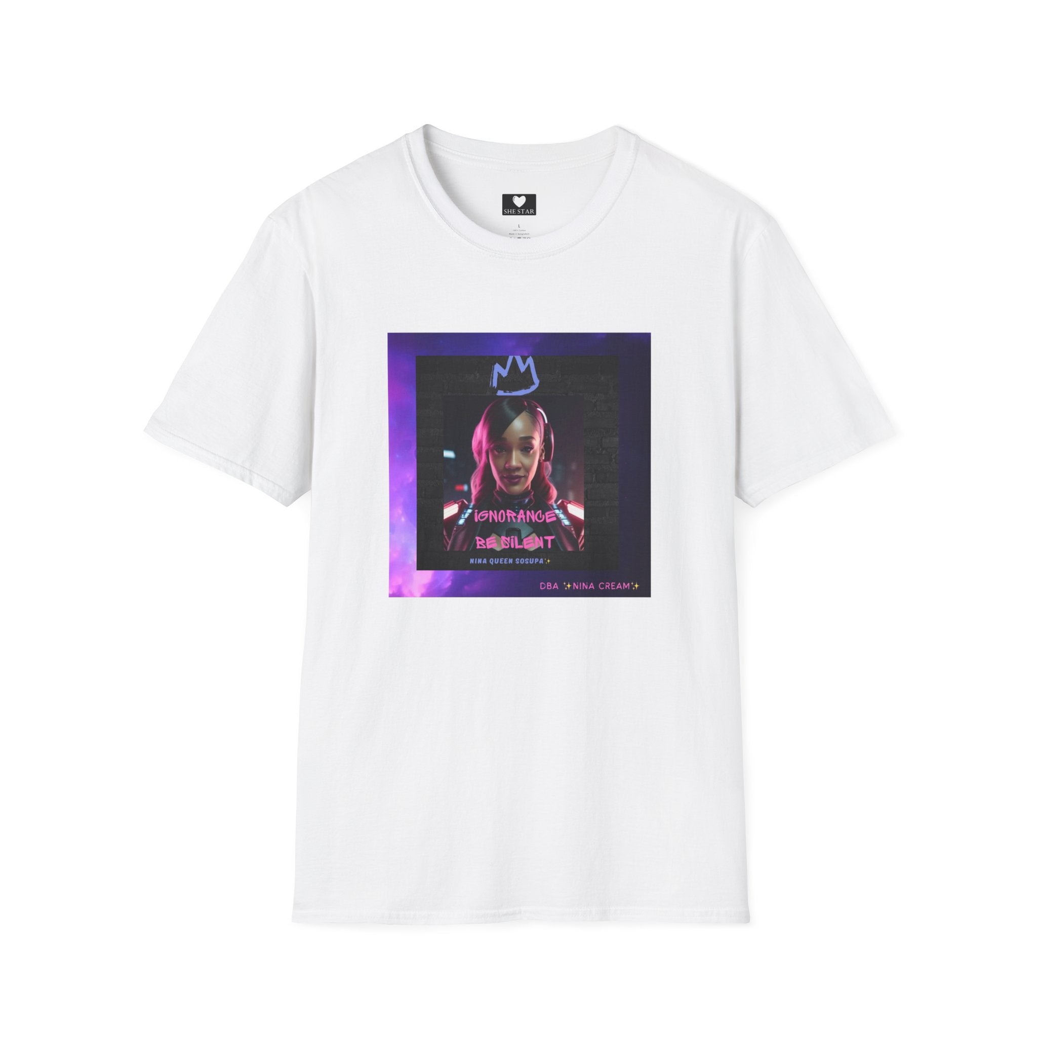 Queen Crown Photo Tee — Neon Portrait Graphic T-Shirt