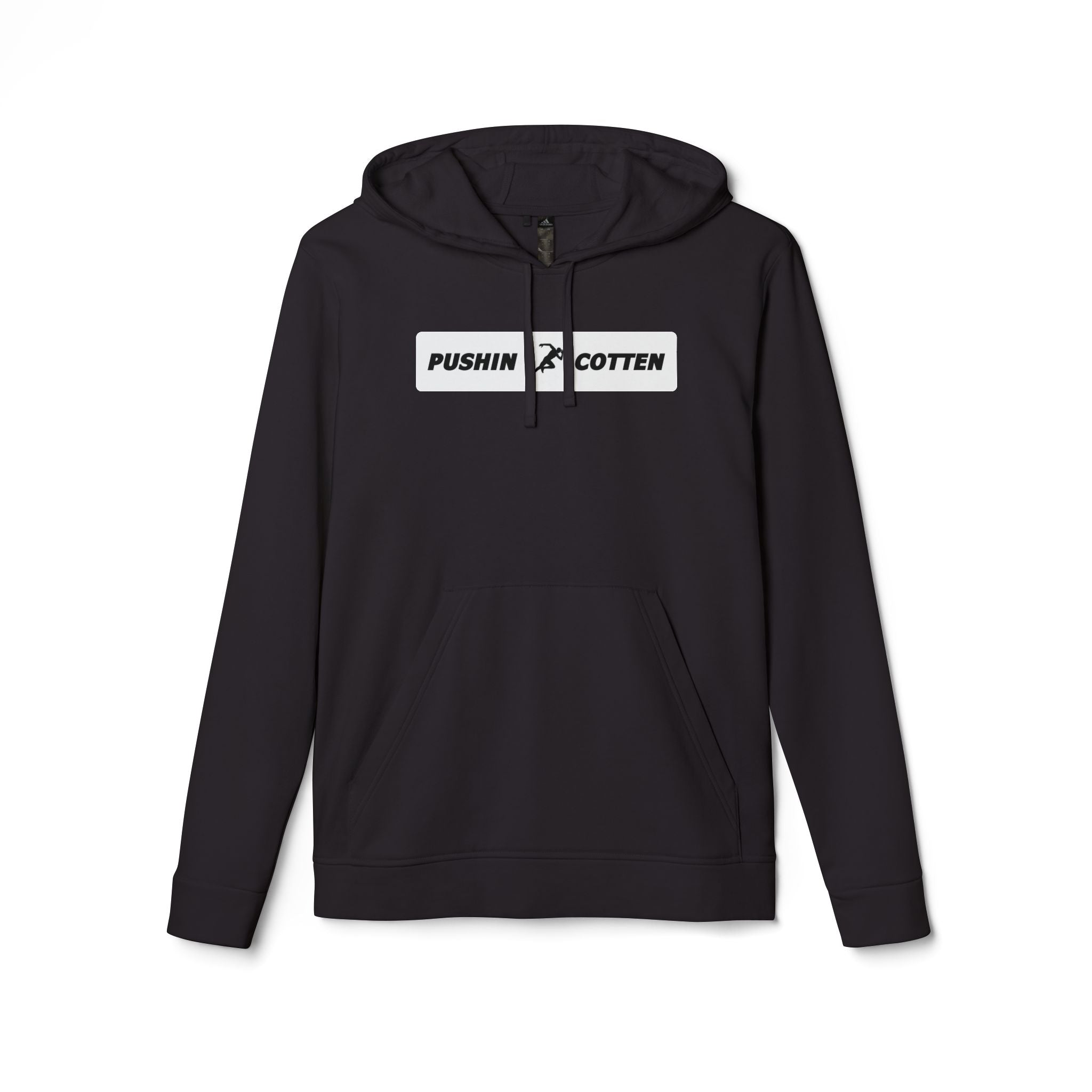 Fleece Hoodie - Pushin Cotten Tags Sports Runnin Man Logo, adidas Arm Logo