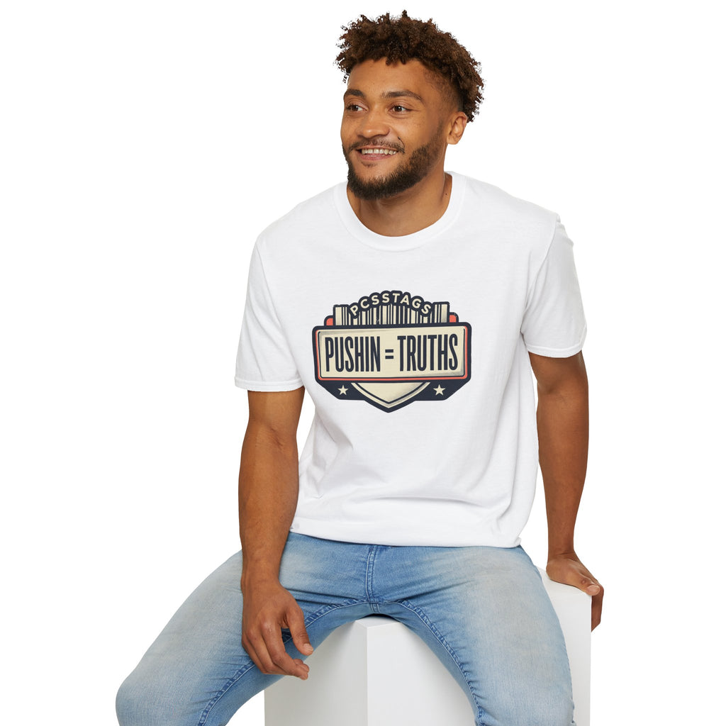 Pushin Truths Graphic T-Shirt — Vintage Badge Design