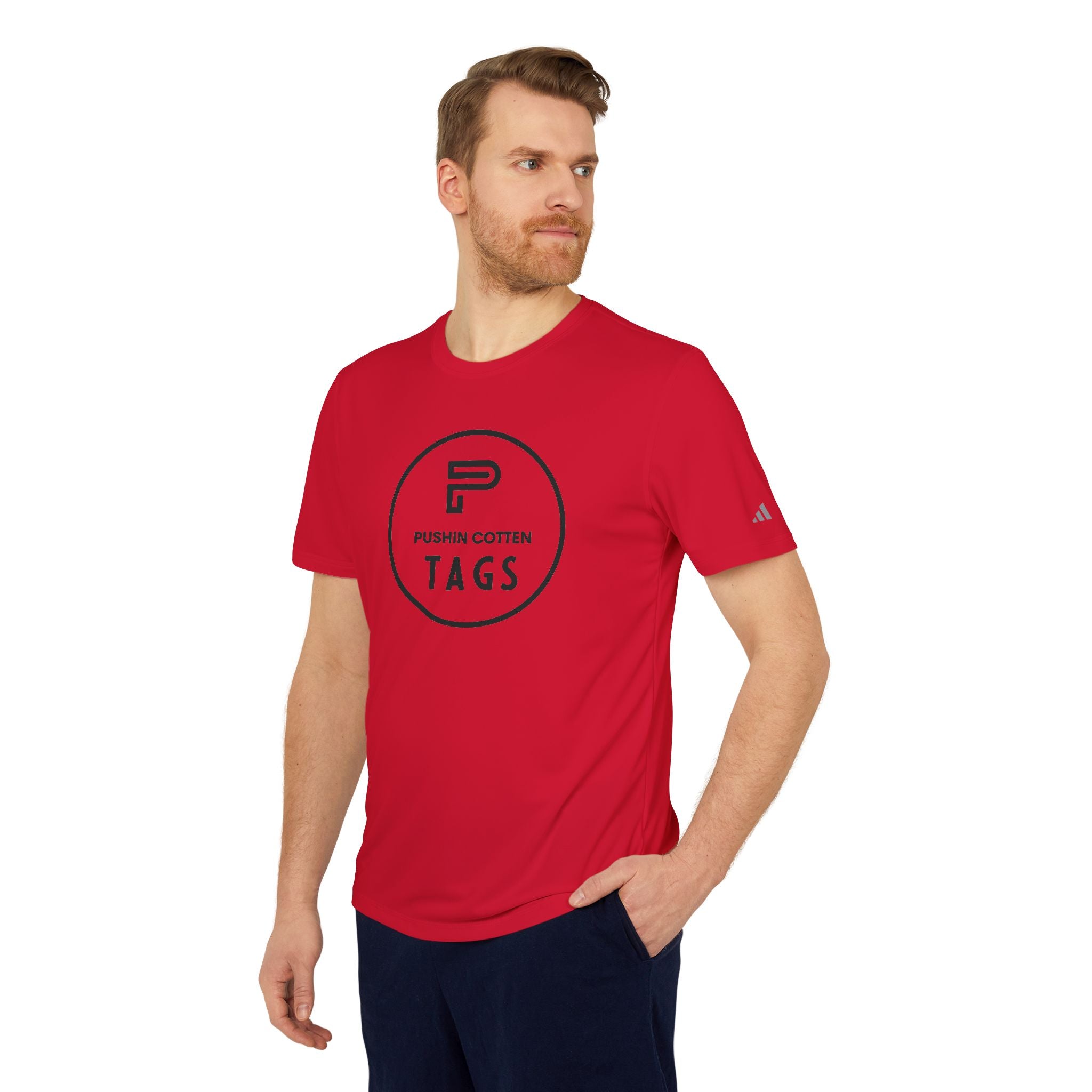 Sport T-shirt with Pushin Cotten Tags Royalty logo and adidas arm logo
