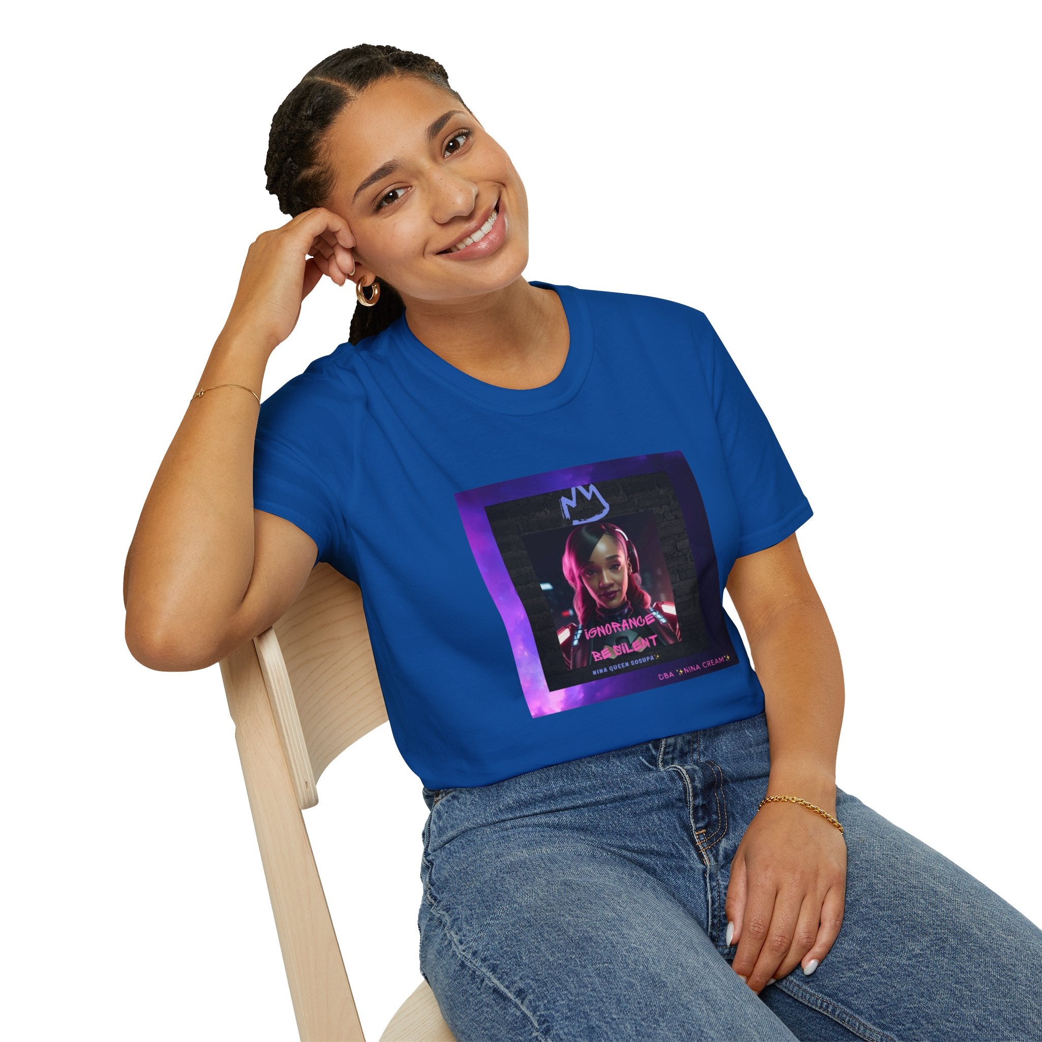 Queen Crown Photo Tee — Neon Portrait Graphic T-Shirt