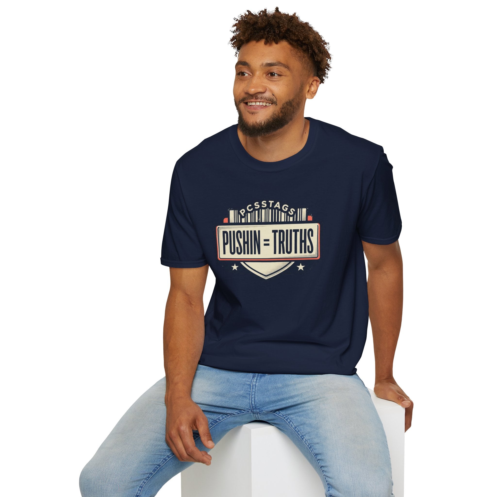 Pushin Truths Graphic T-Shirt — Vintage Badge Design