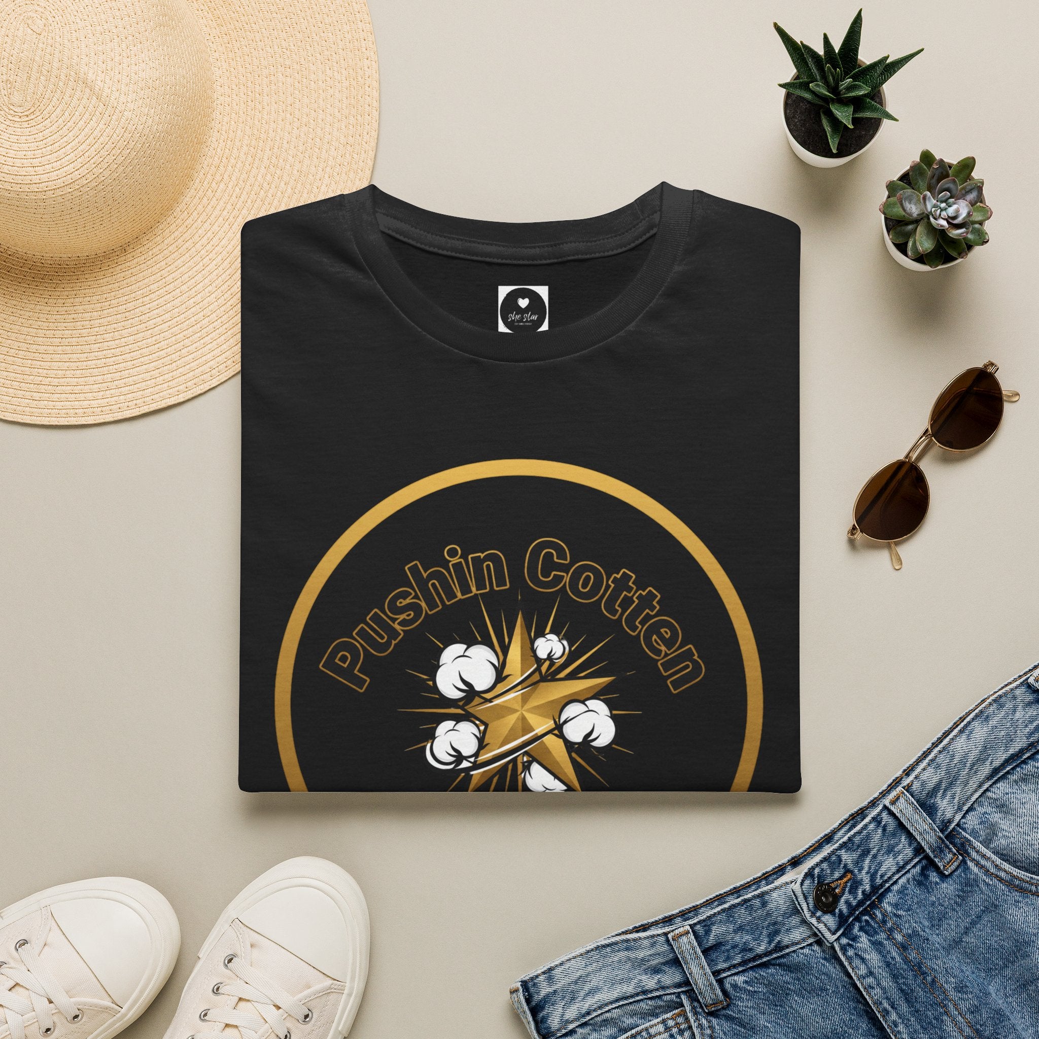 T-Shirt — "Pushin Cotten" She Star Logo Tee