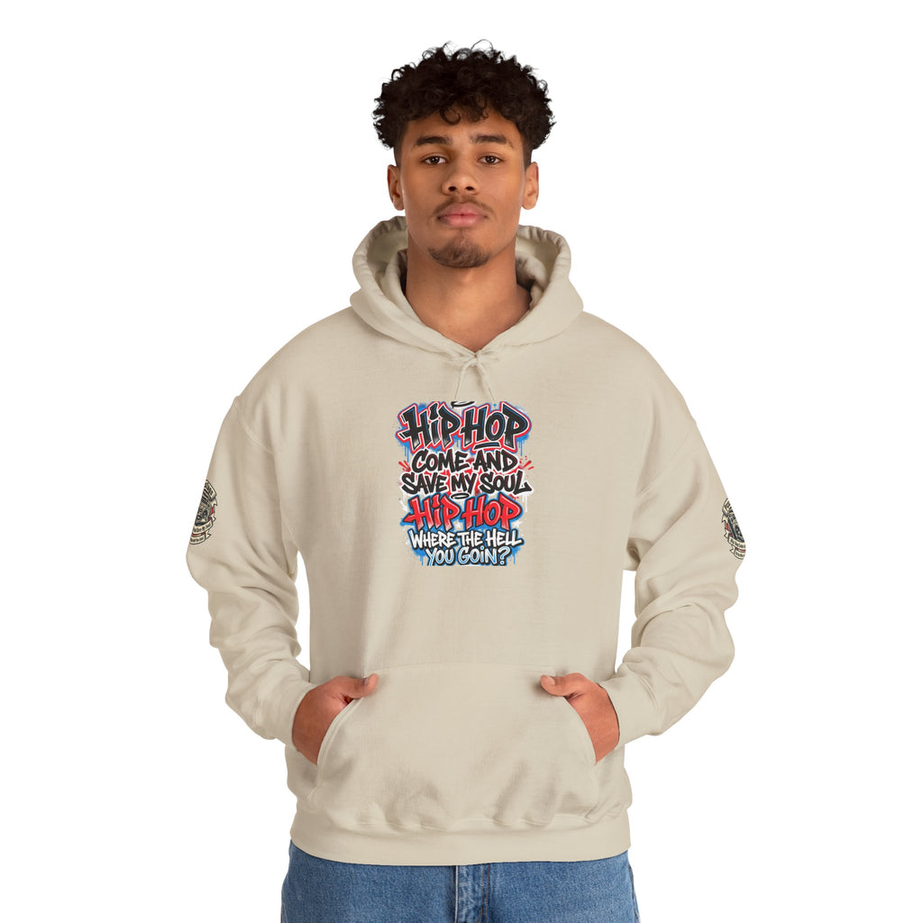 Hip-Hop Graffiti Hoodie — "Hip Hop Come and Save My Soul" Streetwear Pullover