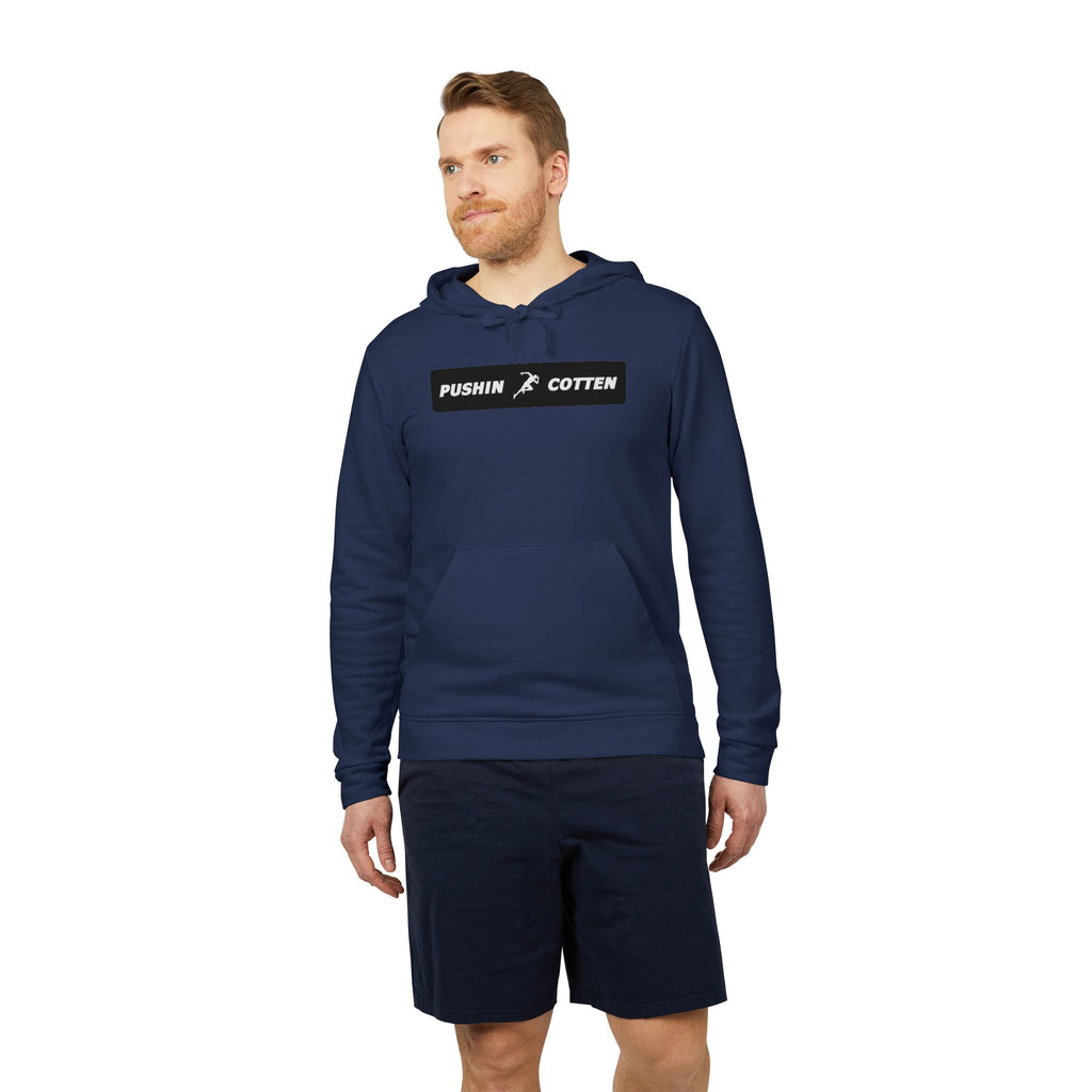 Fleece Hoodie - Pushin Cotten Tags Sports Runnin Man Logo, adidas Arm Logo