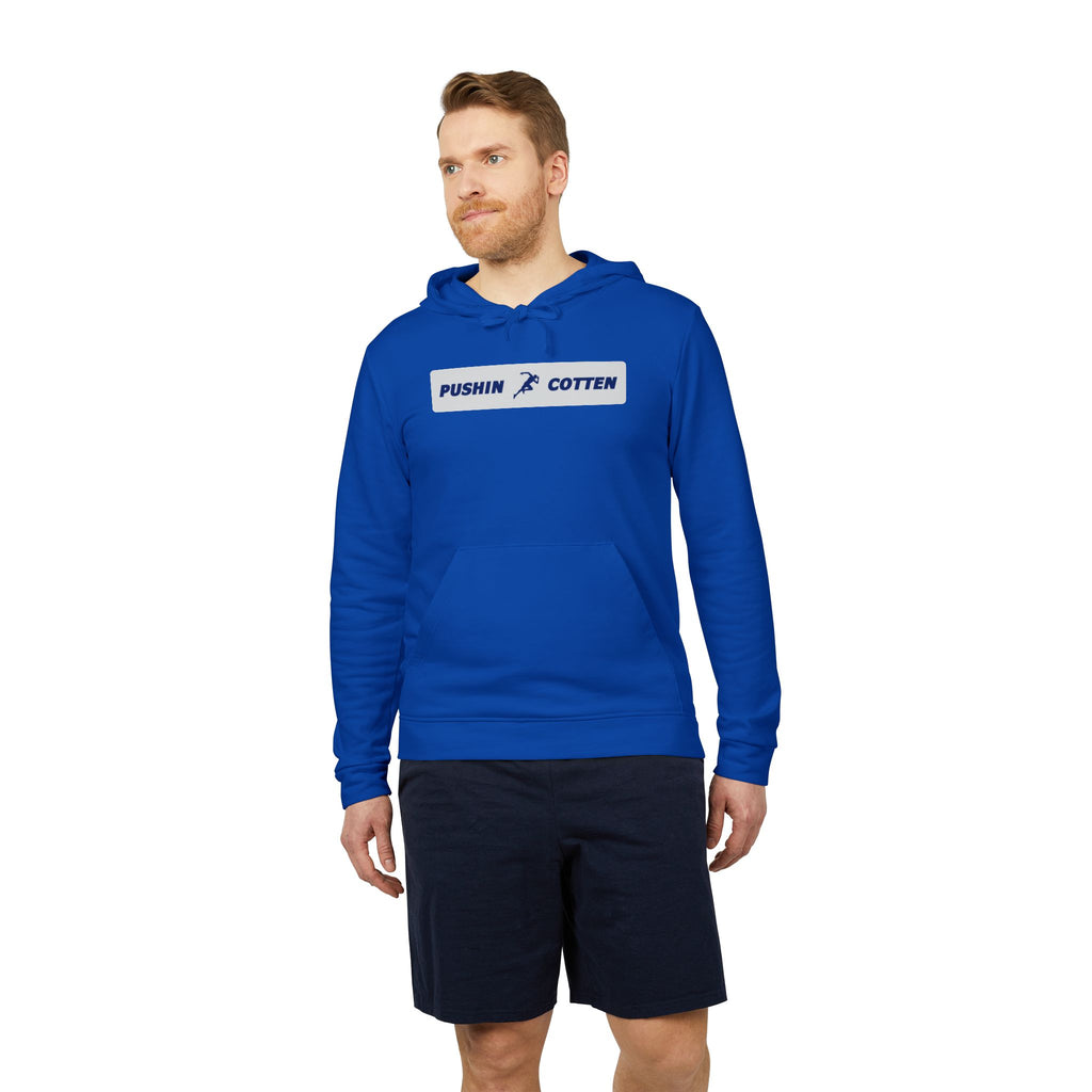 Fleece Hoodie - Pushin Cotten Tags Sports Runnin Man Logo, adidas Arm Logo