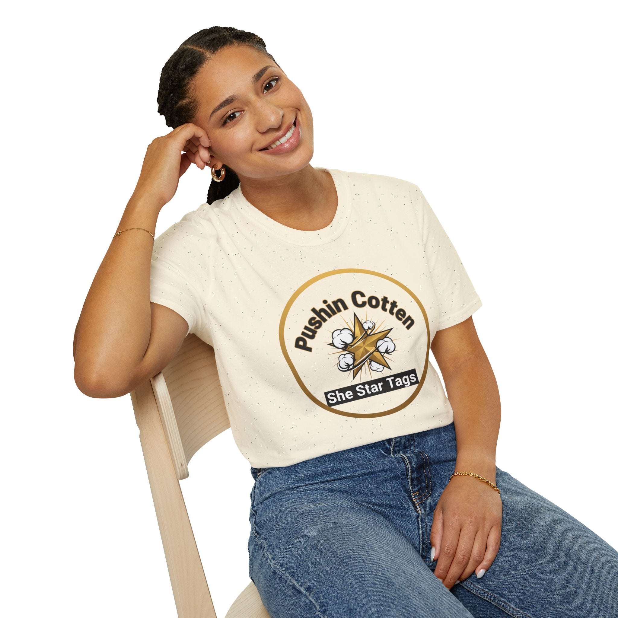 T-Shirt — "Pushin Cotten" She Star Logo Tee