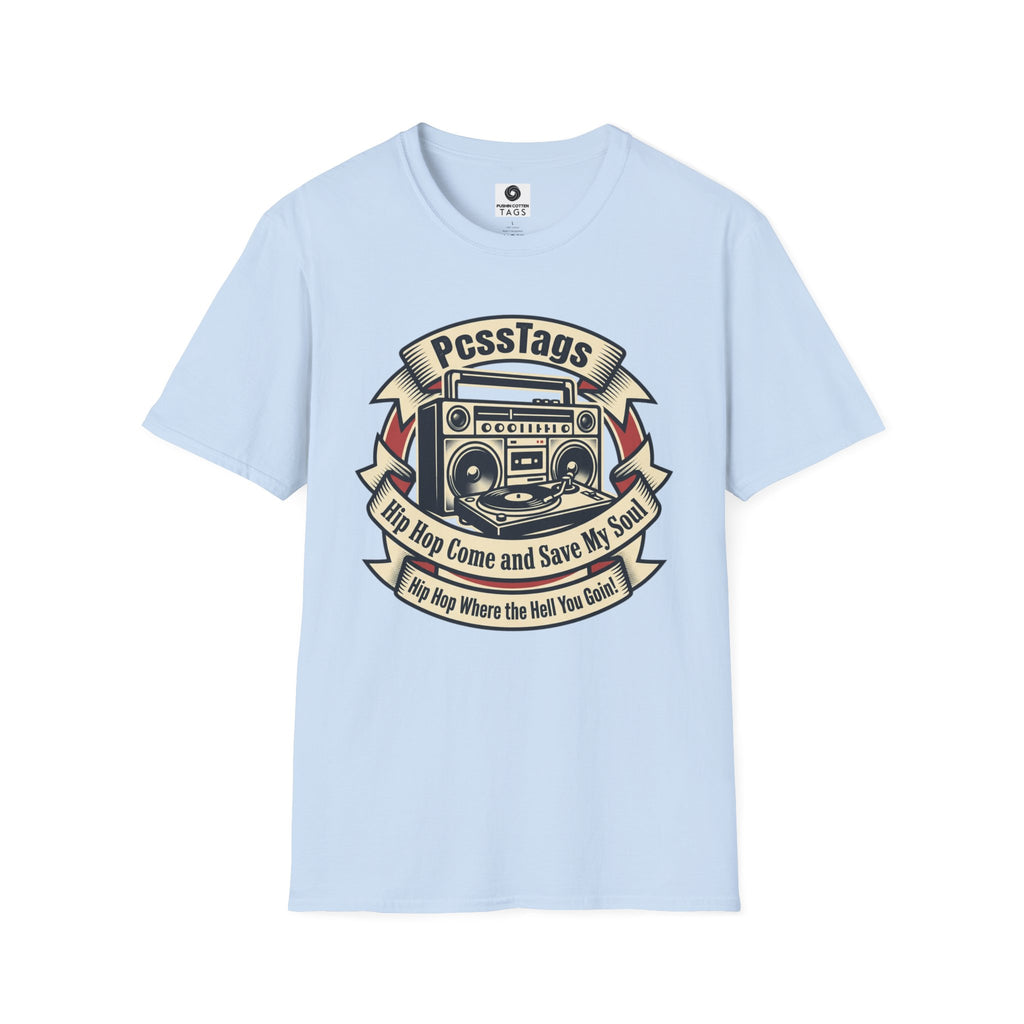 Retro Boombox T-Shirt — "PcssTags" Vintage Hip-Hop Graphic Tee