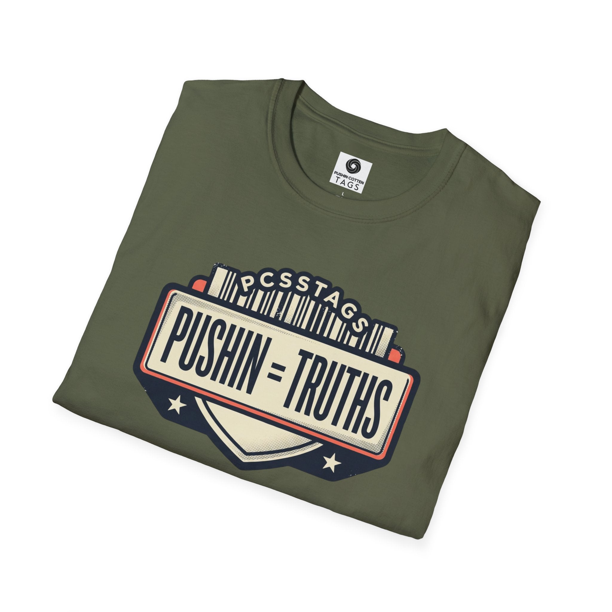 Pushin Truths Graphic T-Shirt — Vintage Badge Design