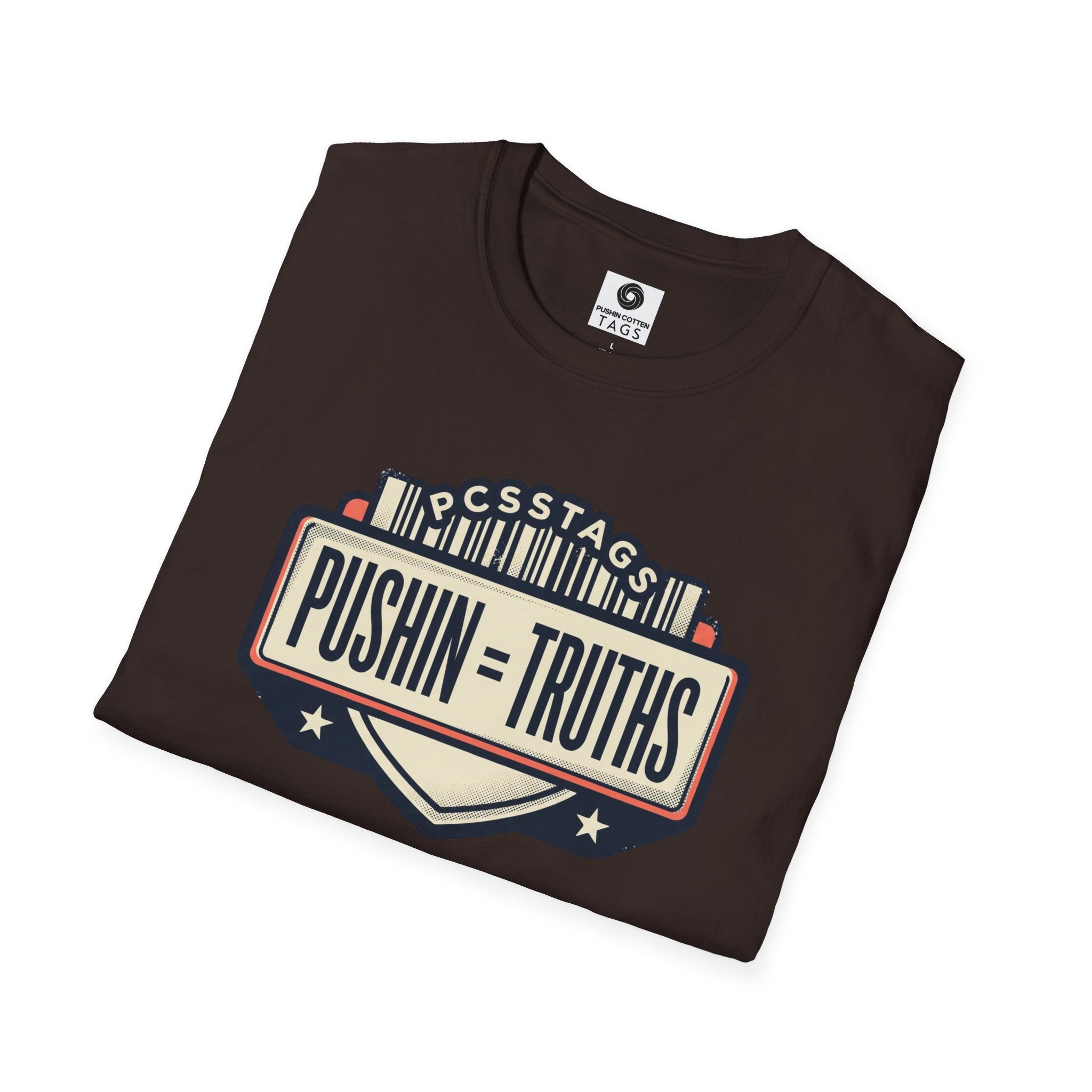 Pushin Truths Graphic T-Shirt — Vintage Badge Design
