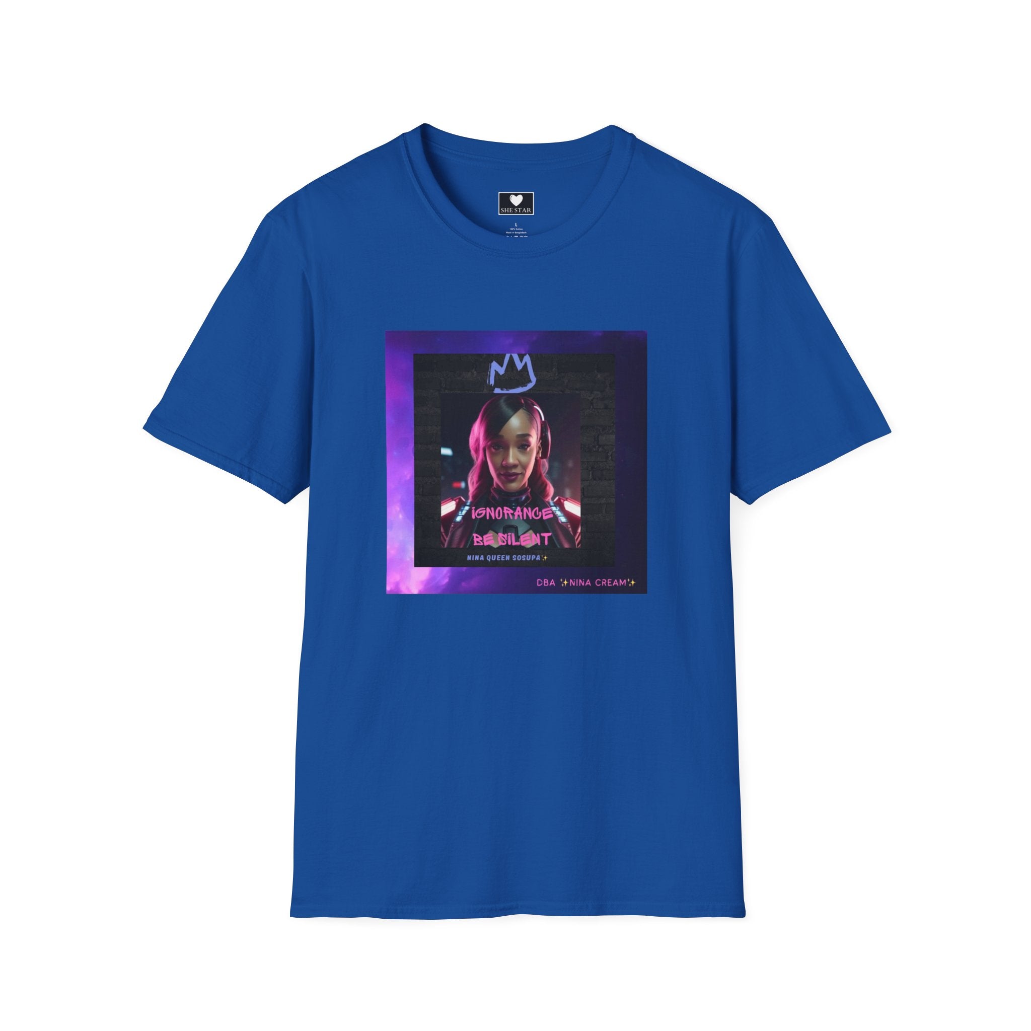 Queen Crown Photo Tee — Neon Portrait Graphic T-Shirt