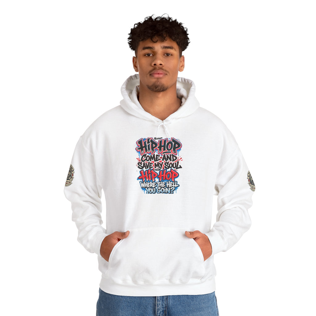 Hip-Hop Graffiti Hoodie — "Hip Hop Come and Save My Soul" Streetwear Pullover