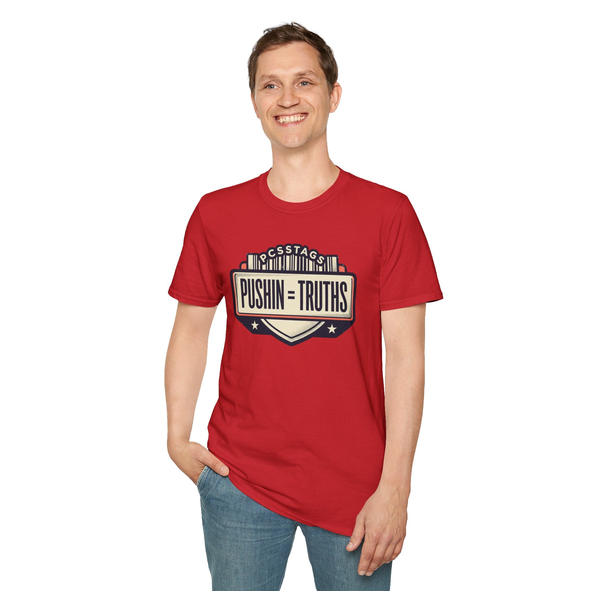 Pushin Truths Graphic T-Shirt — Vintage Badge Design