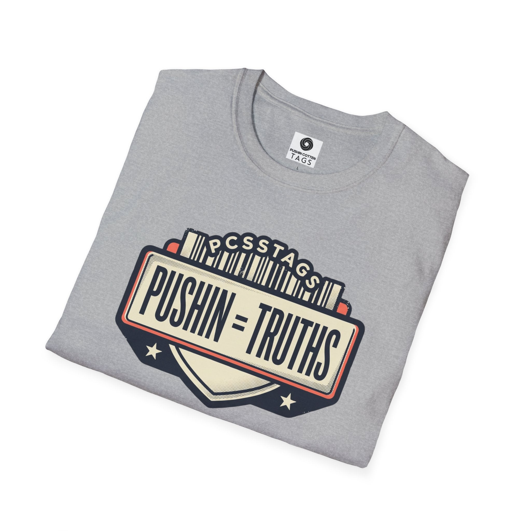 Pushin Truths Graphic T-Shirt — Vintage Badge Design