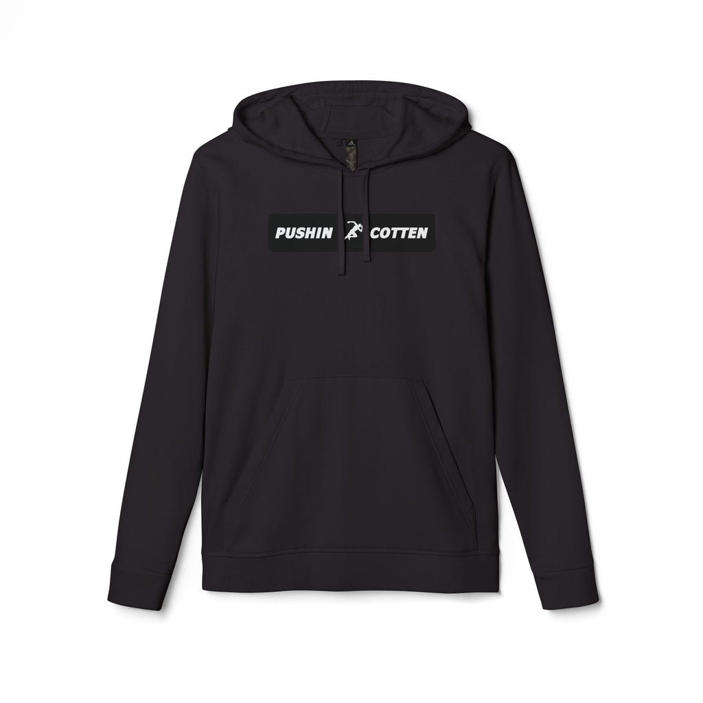 Fleece Hoodie - Pushin Cotten Tags Sports Runnin Man Logo, adidas Arm Logo