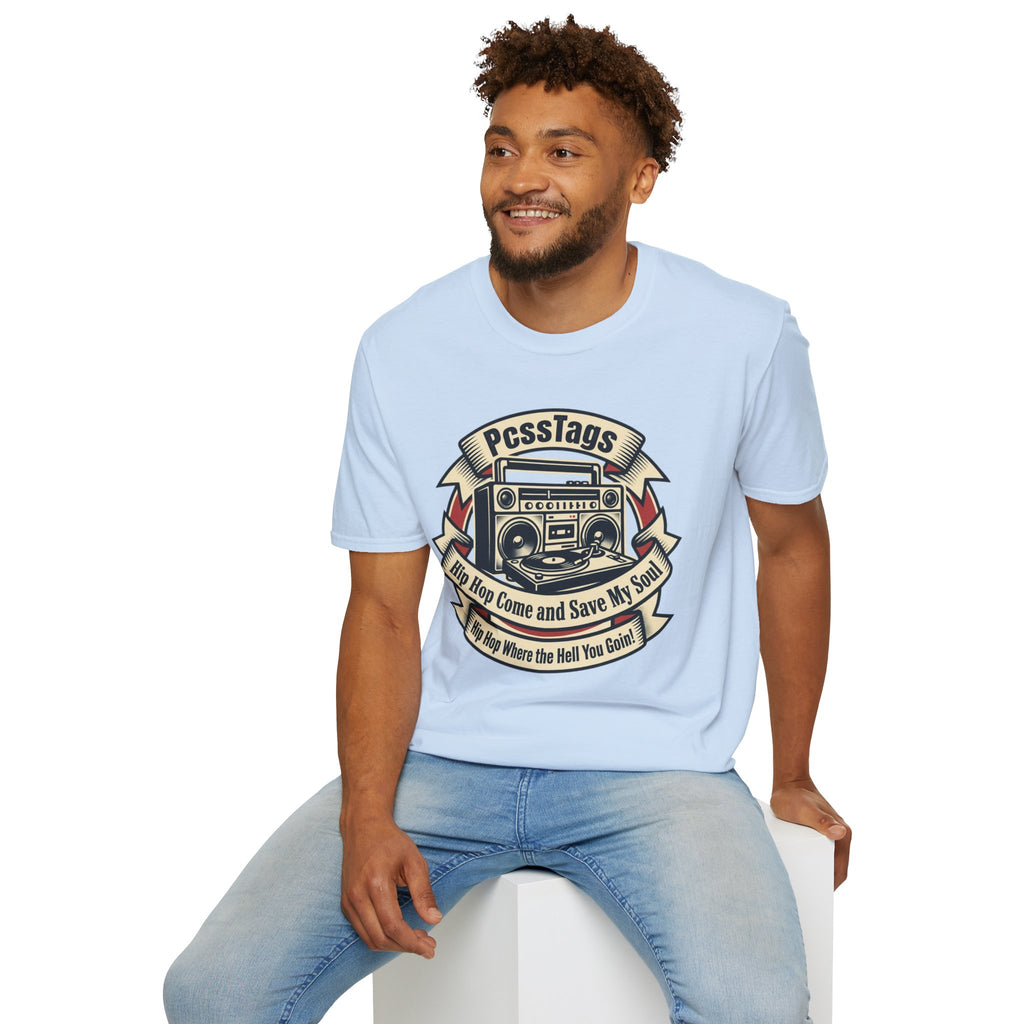 Retro Boombox T-Shirt — "PcssTags" Vintage Hip-Hop Graphic Tee