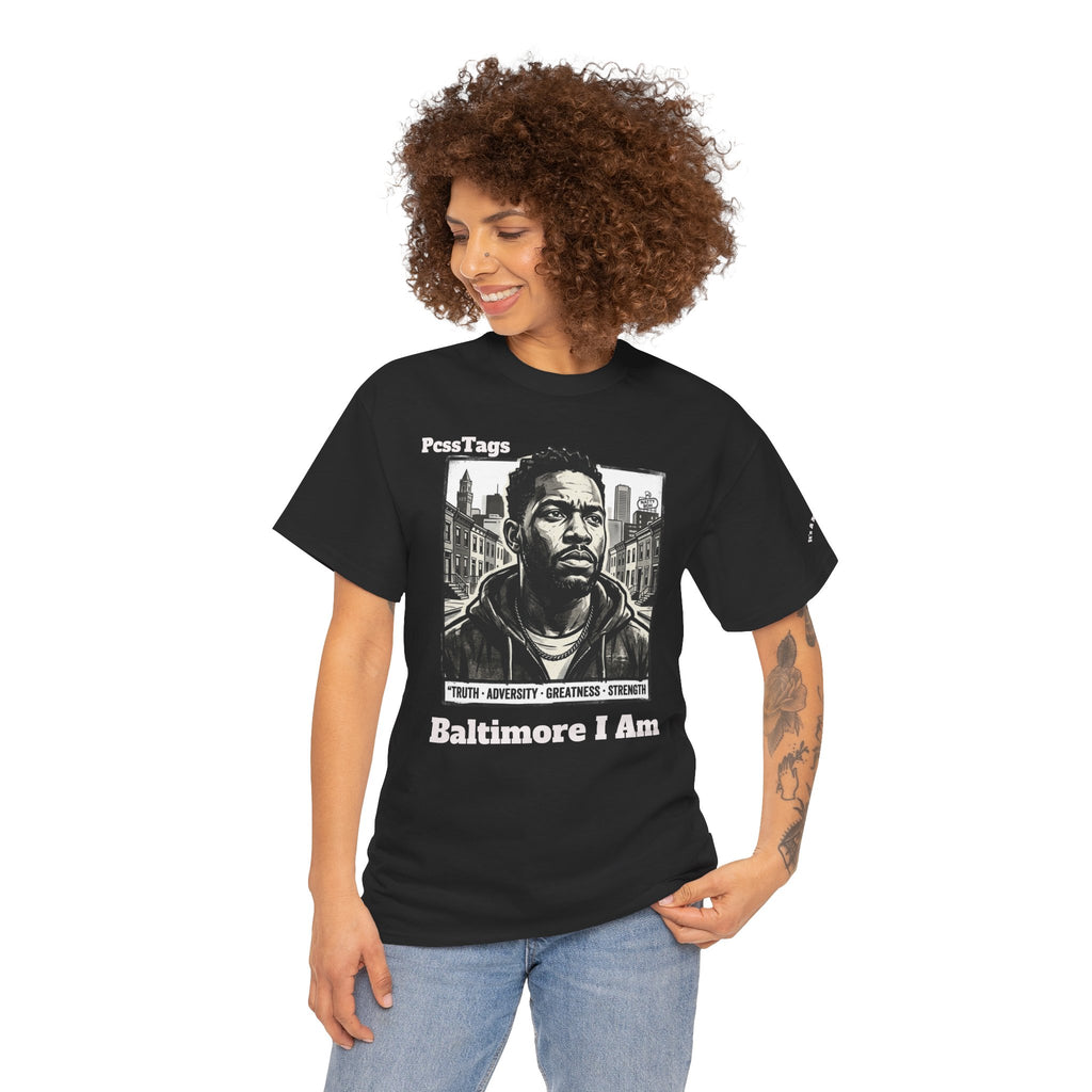 Baltimore I Am T-Shirt — Urban Portrait Tee Celebrating Strength & Resilience